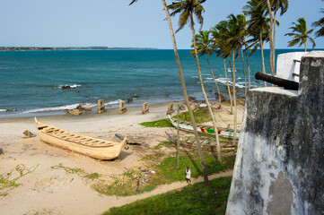 Wall Mural - It's Boat on the coast of Elmira in Ghana