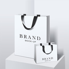 shopping bag mockup. white blank paper bags. shopping product package for corporate brand template.