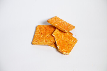 crackers on a white background