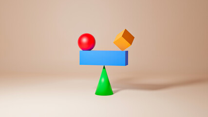 Concept for Equality, Balance, Sustainability and Harmony with copy space. 3D illustration