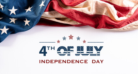 Wall Mural - Happy Independence Day. American flags against a white background. July 4.