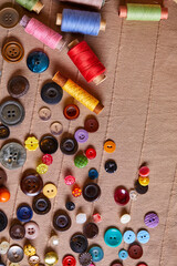 Poster - Background and texture of multicolored antique buttons