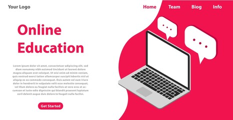 Online Education Flat Vector illustration for website and mobile website . Landing page template. Easy to edit and customize. 
