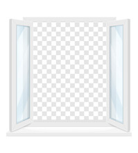 White Transparent Plastic Window With Window Sill Vector Illustration