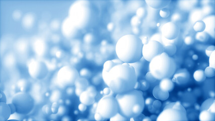 Abstract background of 3d spheres. Modern plastic pastel bubbles. Concept of science physics nano rendering glossy balls