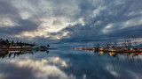 Fototapeta  - Amazing reflection at Comox Marina on Vancouver Island, Comox, British Columbia, Canada