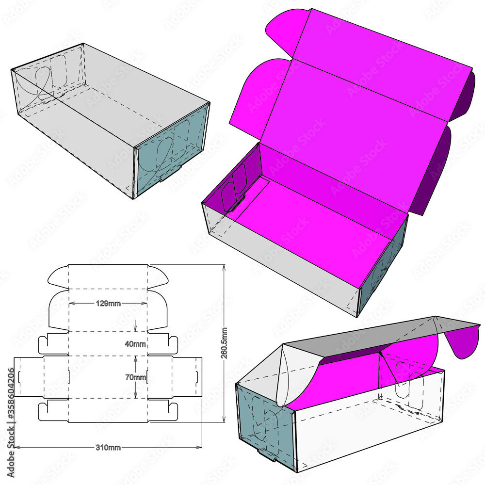 Deconstructed Box Pattern Box self assembly and Die-cut Pattern. The .eps file is full scale and ...