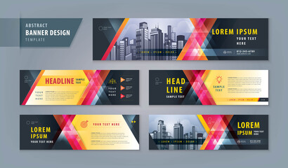 Wall Mural - abstract banner design web template set, horizontal header web banner