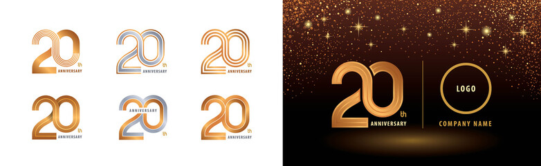 Set of 20th Anniversary logotype design, Twenty years anniversary celebration