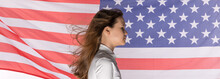 Portrait Of Teenage Girl With American Flag