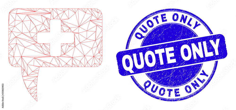 Web carcass medical message hint pictogram and Quote Only seal. Blue ...