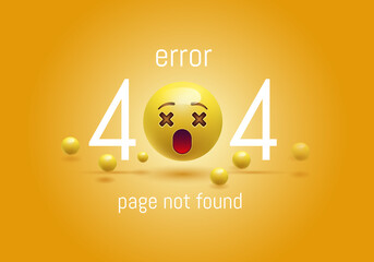 404 connection error. Abstract yellow background with smiley face, Emoticon, Emoji . Sorry, page not found. vector illustration. EPS 10.