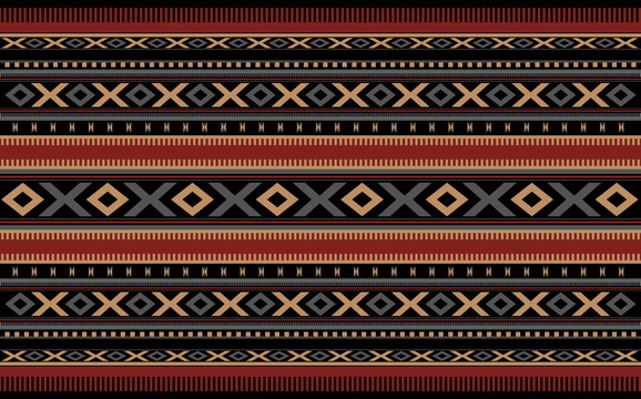 Gold Red And Black Detailed Traditional Sadu Fabric Motif