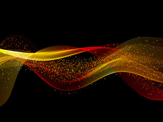 Wall Mural - abstract gold waves design. shiny golden moving lines design element with glitter effect on dark bac