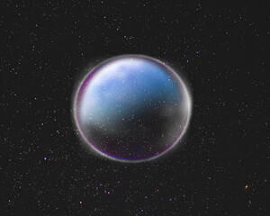 Wall Mural - globe earth space mysterious planet starry sky blue dark light reflection template background