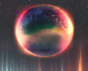 Wall Mural - globe earth space mysterious planet starry sky blue dark light reflection template background