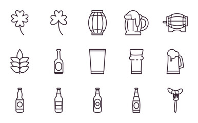 Sticker - Beer festival line style icon set vector design