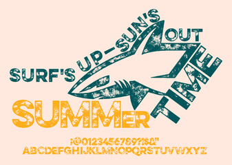 Canvas Print - HandMade  Surfing Summer Font(Typeface). Custom handwritten surfers alphabet. Original Letters and Numbers. Vintage retro hand drawn type for shirt logo print. Vector illustration.