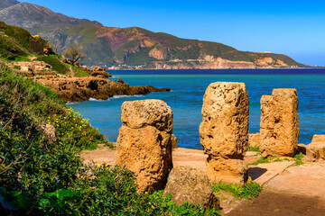 Wall Mural - Nature and ruins of Tipasa, a colonia in Roman province Mauretania Caesariensis, nowadays Algeria. UNESCO World Heritage Site