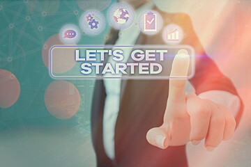 Wall Mural - conceptual hand writing showing lets get started. concept meaning encouraging someone to commence or