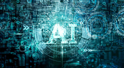Fototapete - Background of Artificial Intelligence (AI) for technology, innovation and networking.