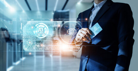 Fototapete - Artificial Intelligence (AI) & Banking, The Future of Banking and Smart Financial Technologies for business.