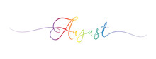 August Letter Calligraphy Banner Colorful Gradient