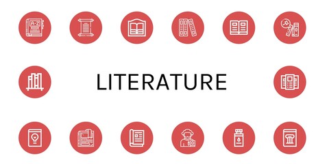 Sticker - literature simple icons set