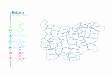 bulgaria map. detailed europe country map vector. 