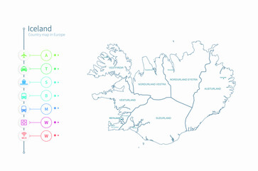  iceland map. detailed europe country map vector. 