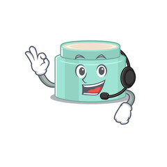 Poster - A stunning lipbalm mascot character concept wearing headphone