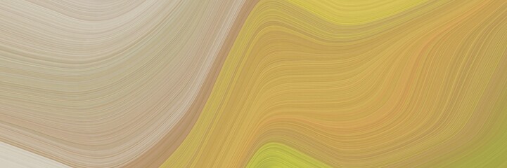 Poster - abstract moving horizontal header with dark khaki, silver and tan colors. fluid curved flowing waves and curves for poster or canvas
