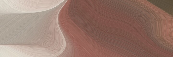 Aufkleber - abstract flowing horizontal banner with pastel brown, silver and rosy brown colors. fluid curved flowing waves and curves for poster or canvas
