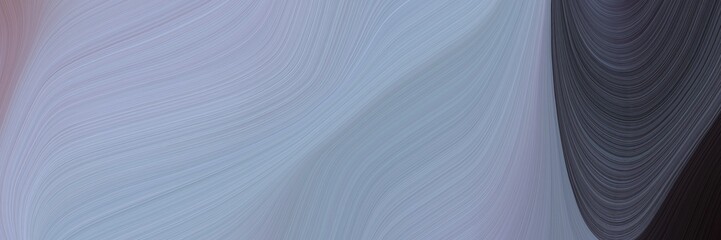 Poster - abstract decorative horizontal banner with dark gray, very dark blue and dark slate gray colors. fluid curved lines with dynamic flowing waves and curves for poster or canvas