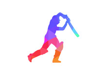 Cricket Player Silhouette Polygonal Low Poly Illustration. Cricket Logo Vector 