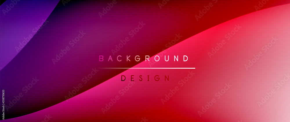 Fluid gradient waves with shadow lines and glowing light effect, modern flowing motion abstract background for cover, placards, poster, banner or flyer - obrazy, fototapety, plakaty 