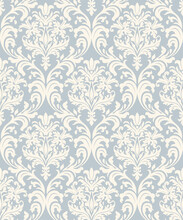 Seamless Damask Pattern In Blue And Beige. Seamless Victorian Wallpaper. Vintage Ornament For Wallpaper, Printing On The Packaging Paper, Textiles