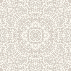 Wall Mural -  Seamless damask pattern with floral mandala in beige. Seamless victorian wallpaper. Vintage ornament for wallpaper, printing on the packaging paper, textiles