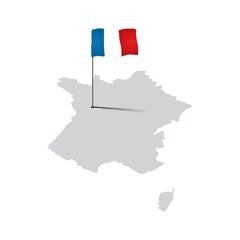 Poster - france map with flag