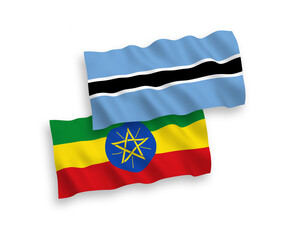 Flags of Botswana and Ethiopia on a white background