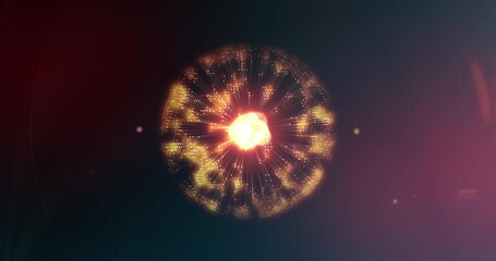 Wall Mural - explosion of molecule at sub-atomic level with force field and cell nucleus - science lab experiment