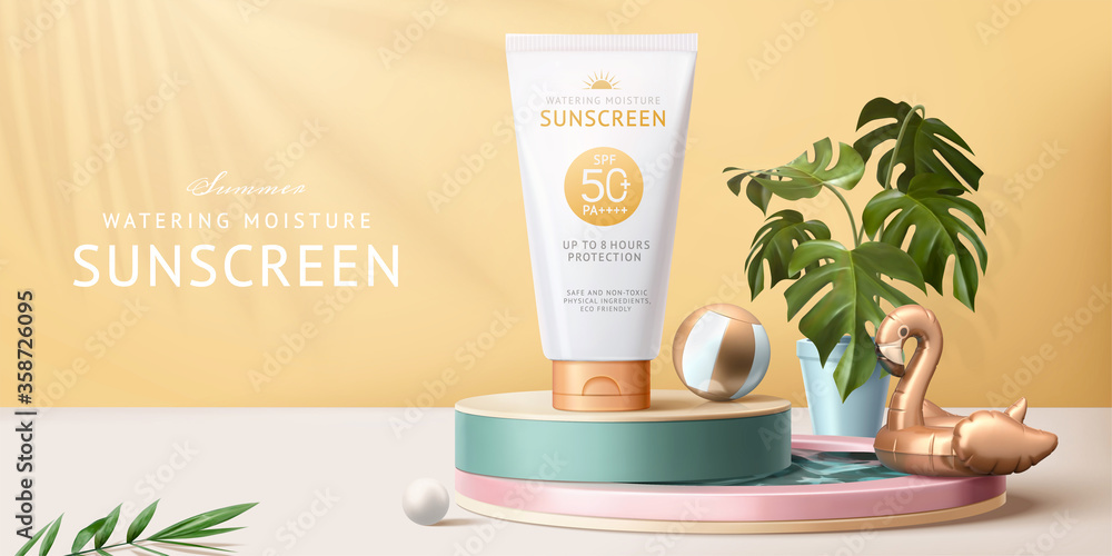 Sunscreen ad template 素材庫向量圖 | Adobe Stock