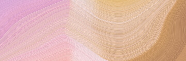 Poster - abstract modern horizontal header with baby pink, dark khaki and burly wood colors. fluid curved flowing waves and curves for poster or canvas