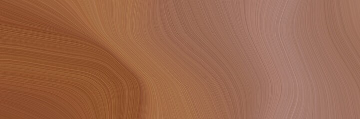 Aufkleber - abstract artistic horizontal header with pastel brown, rosy brown and saddle brown colors. fluid curved lines with dynamic flowing waves and curves for poster or canvas