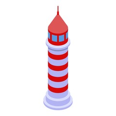 Sticker - Coast lighthouse icon. Isometric of coast lighthouse vector icon for web design isolated on white background