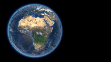 Wall Mural - Beautiful planet Earth in space against the background of stars. 3d rendering. Seamless lolop. Elements of this video furnished by NASA.