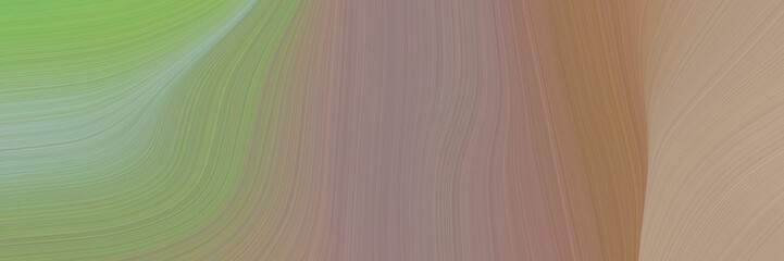 Aufkleber - abstract dynamic horizontal banner with gray gray, dark sea green and rosy brown colors. fluid curved flowing waves and curves for poster or canvas
