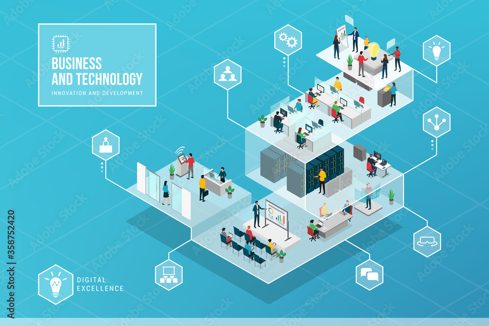 Business innovation and technology isometric infographic の Stock ベクター ...