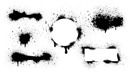 Wall Mural - black grunge with frame vector, collection of grunge background, spray paint elements, black splashe