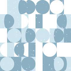 Aufkleber - Modern vector abstract seamless geometric pattern with semicircles, squares and circles in retro scandinavian style. Pastel colors shapes with worn out texture on white background.
